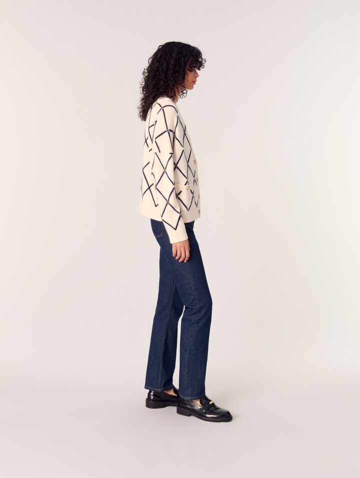 Strick-Cardigan mit Rautenmuster