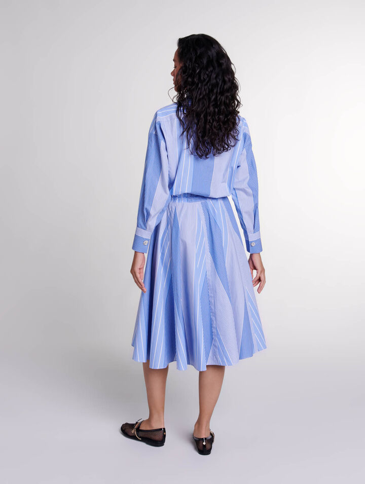 Langes gestreiftes Patchwork-Kleid 