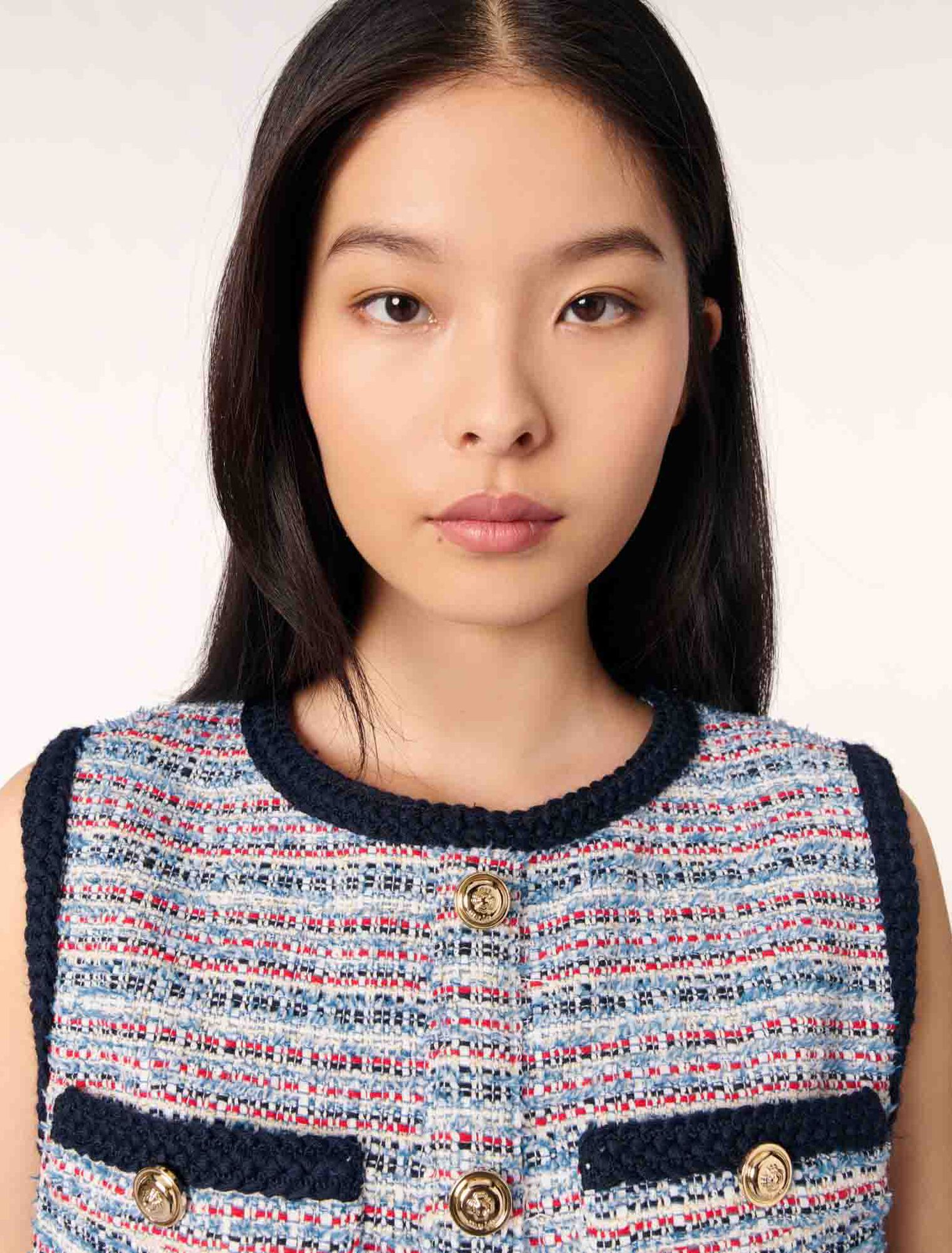 Kurzes 2-in1-Kleid aus Tweed