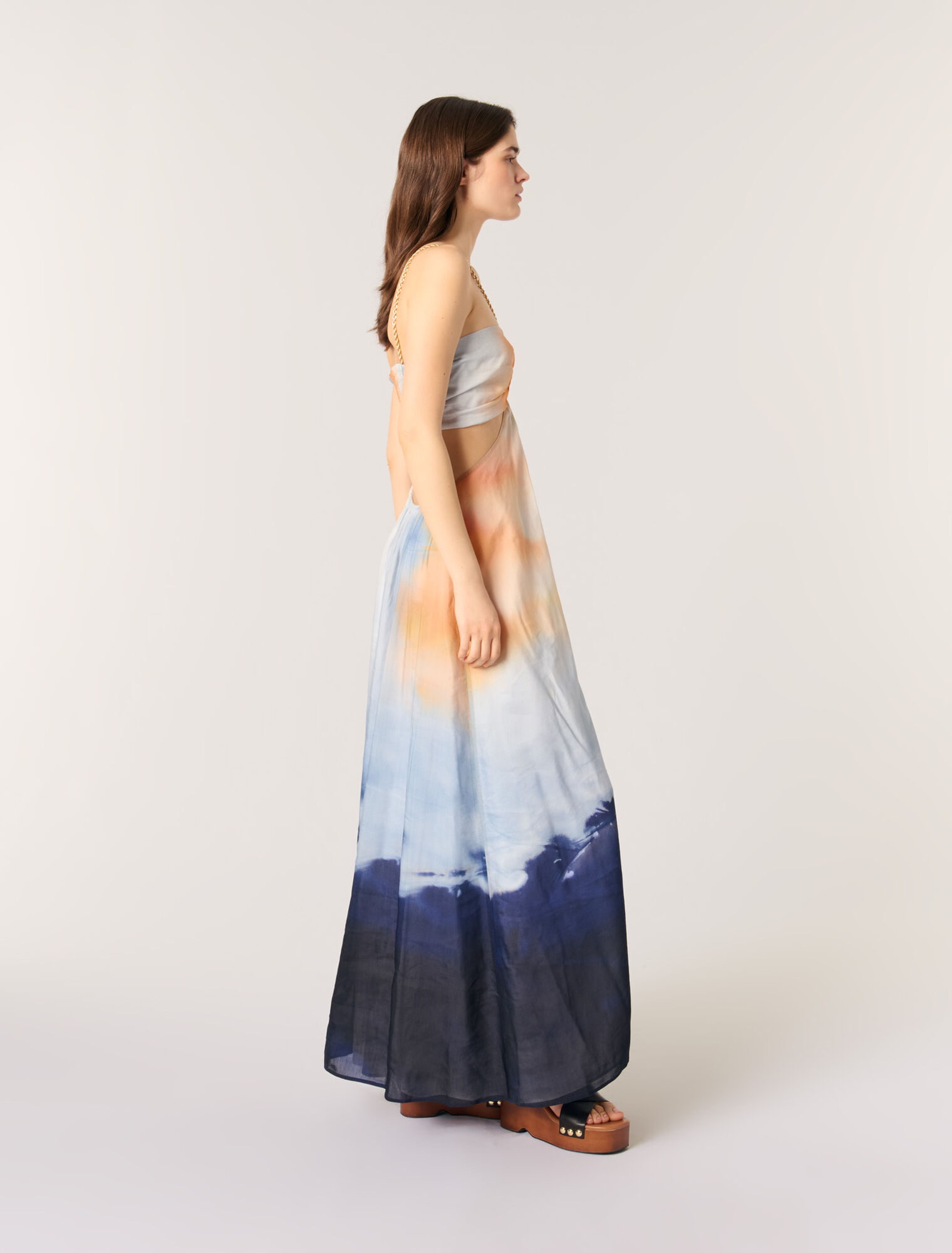 Langes Kleid mit Batik-Muster