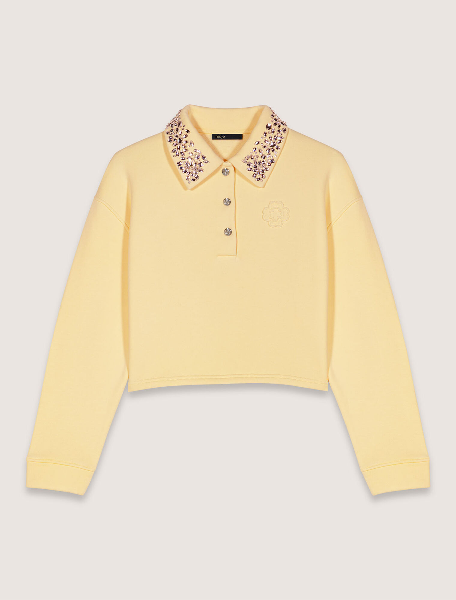 Kurzes Sweatshirt mit Schmuckkragen