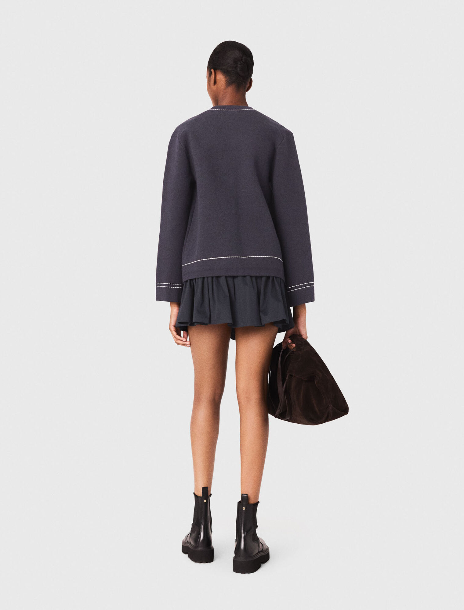 Langer Cardigan mit Steppnähten