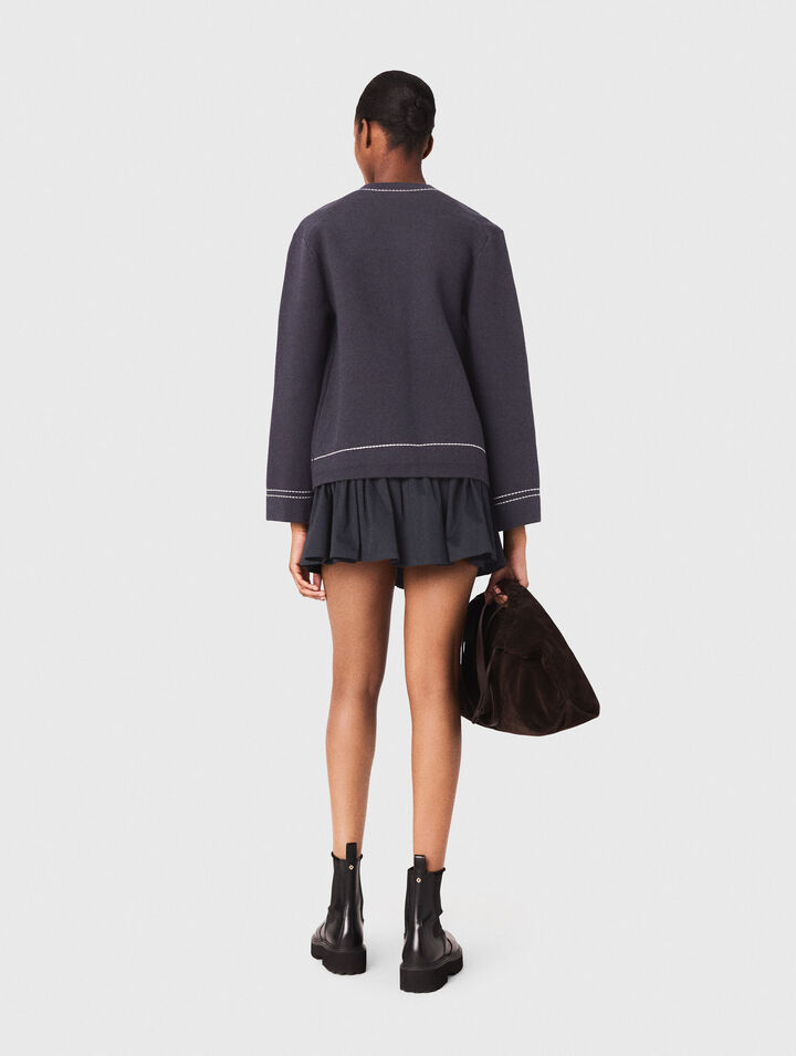 Langer Cardigan mit Steppnähten