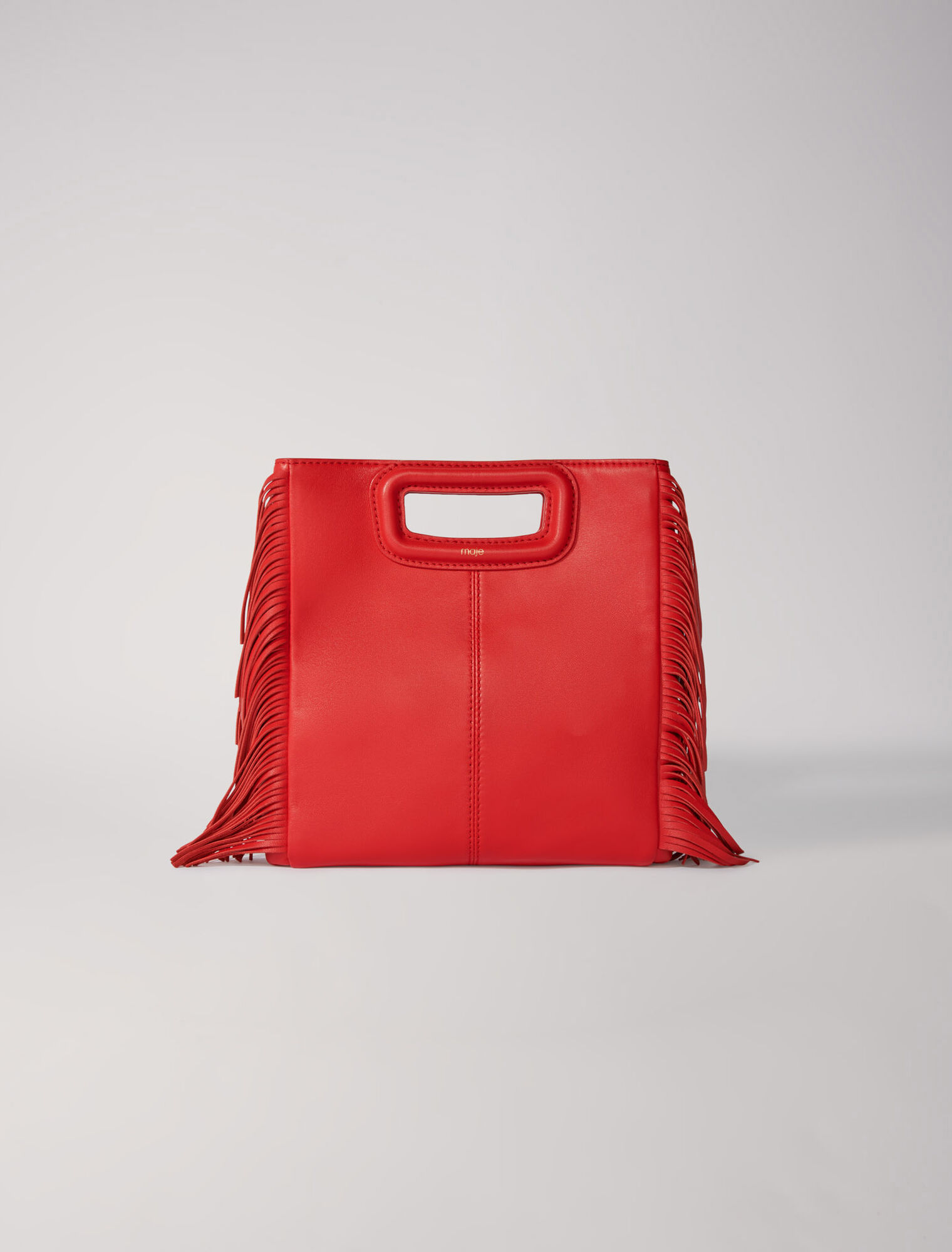 M-Tasche aus Glattleder mit Fransen