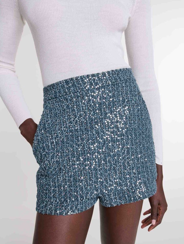 Trompe-l'Oeil-Shorts aus Tweed