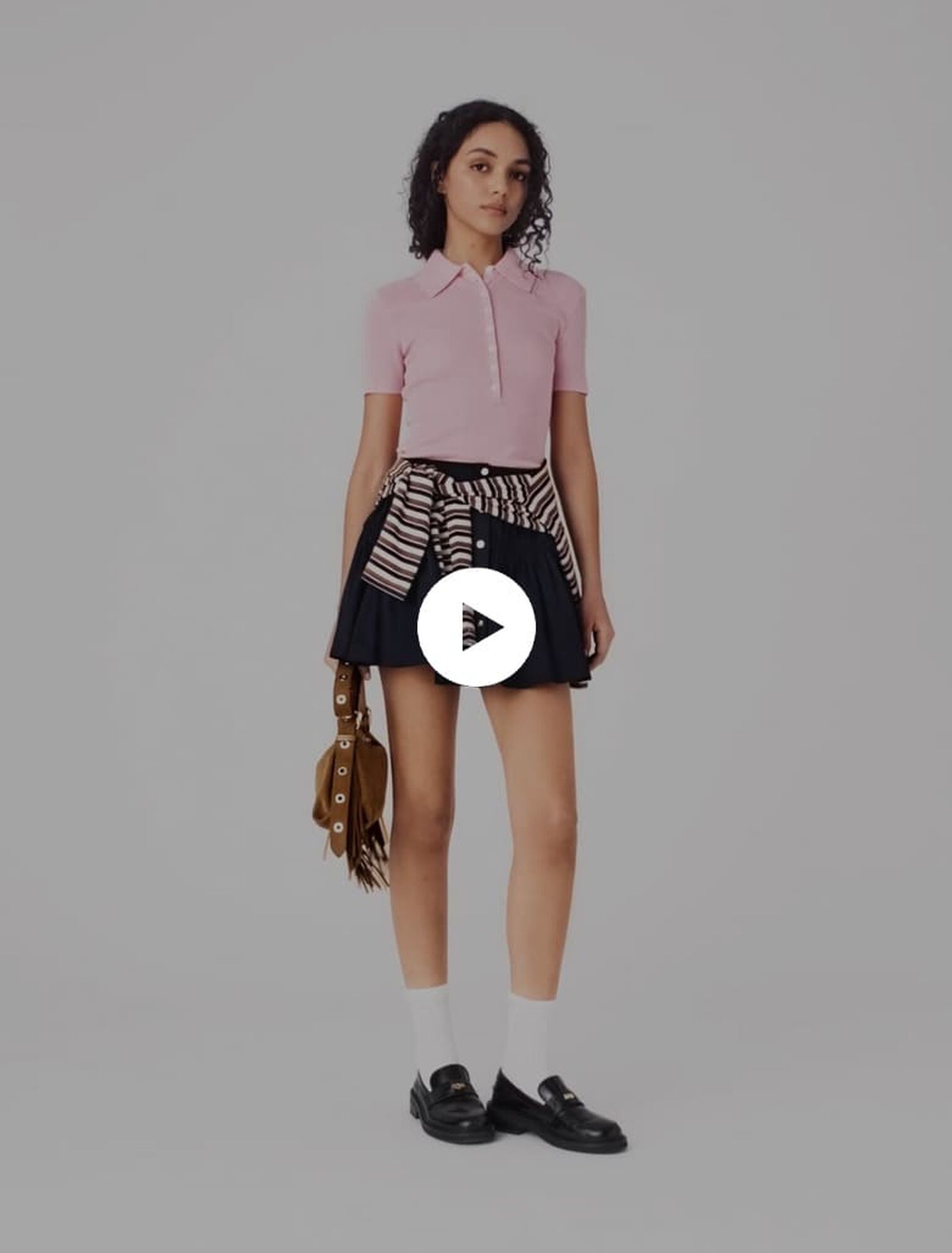 Rippstrickpullover mit Polokragen