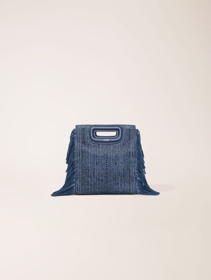 Tasche M Mini aus Denim mit Strass