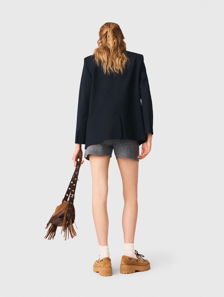 Shorts aus Strick mit Strass