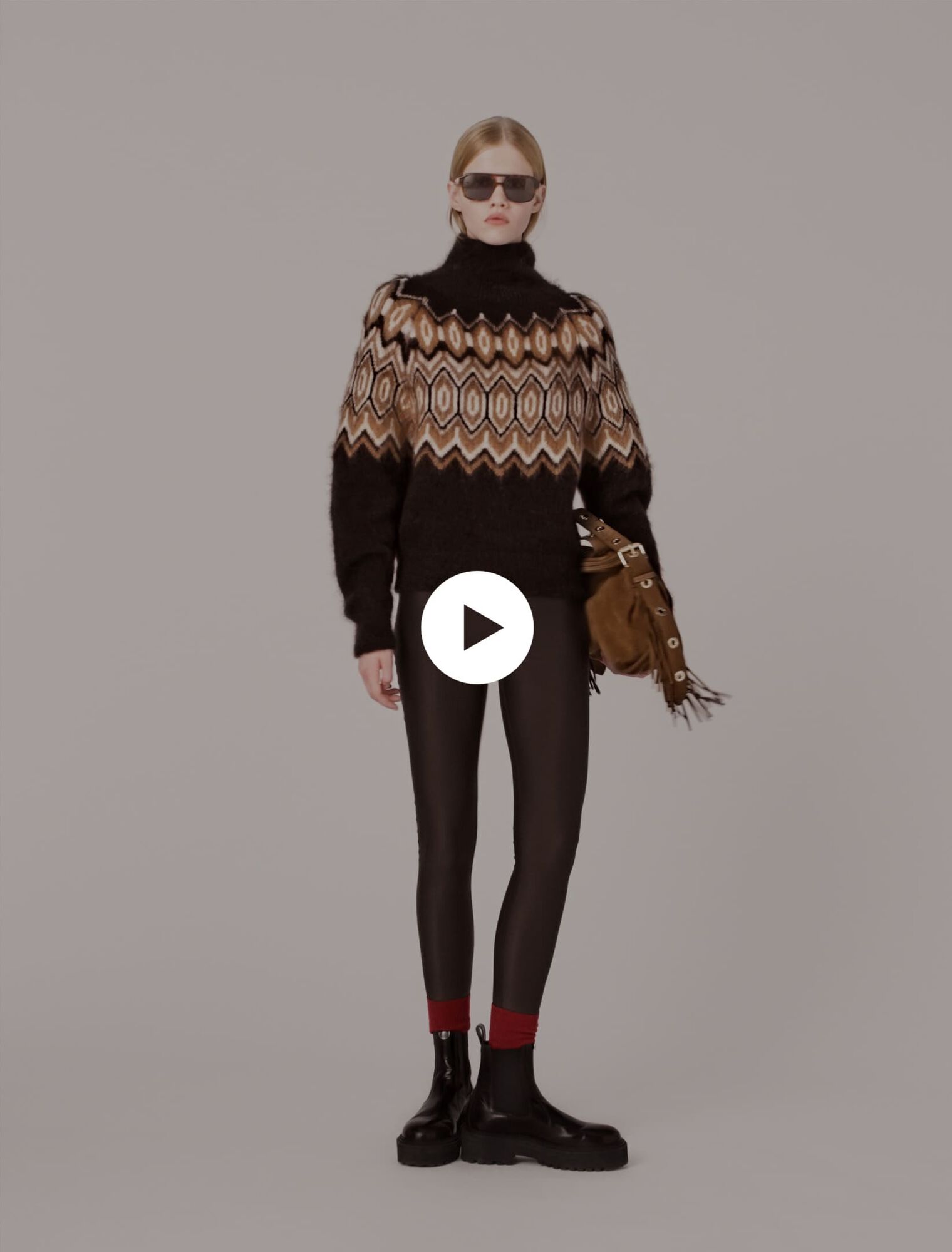 Fairisle-Pullover mit Stehkragen
