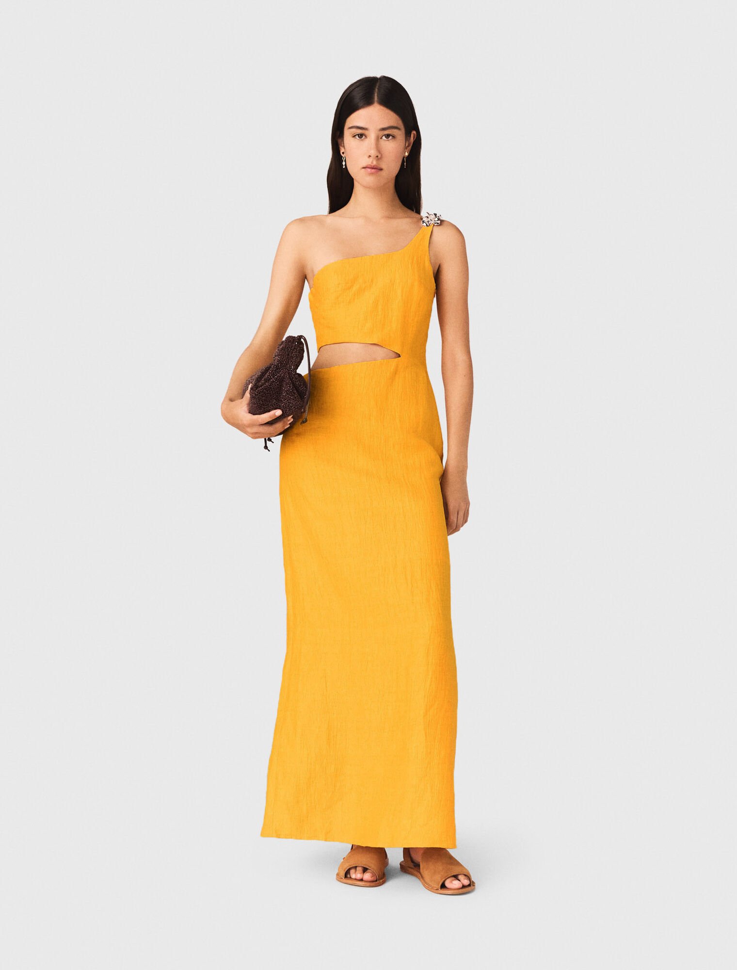 Asymmetrisches Leinen-Mix-Kleid