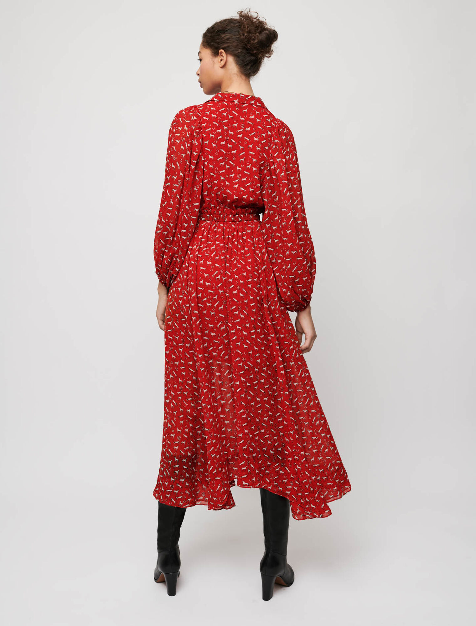 Kleid aus bedrucktem Chiffon Pferde