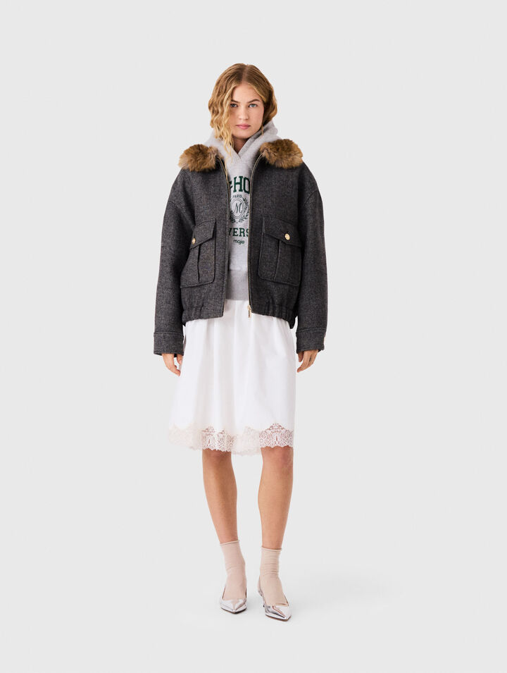 Oversize-Blouson in Chevron-Optik