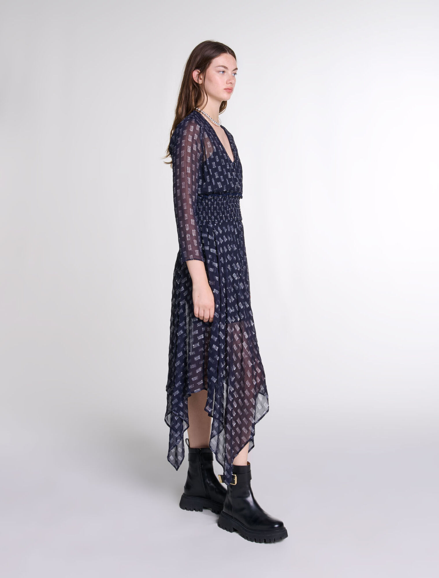 Asymmetrisches langes Kleid