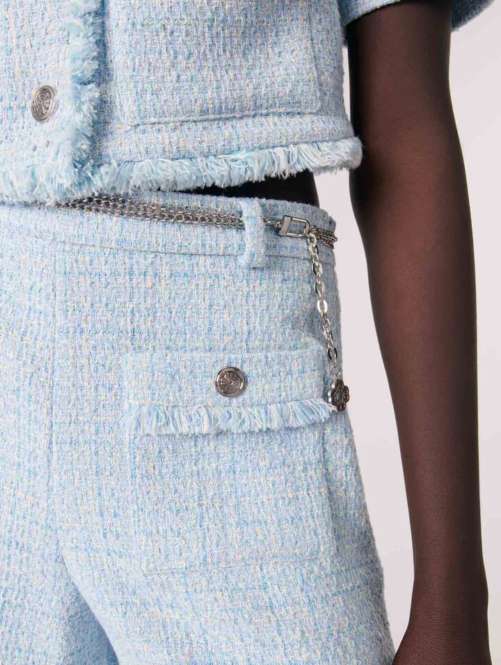 Shorts aus Tweed mit Gürtel