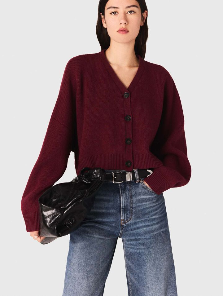 Kurzer Cardigan aus Wollmischgewebe