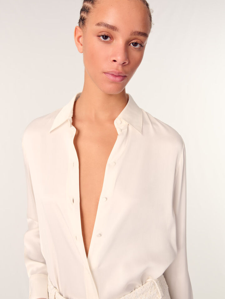 Weiße Hemdbluse aus Seide