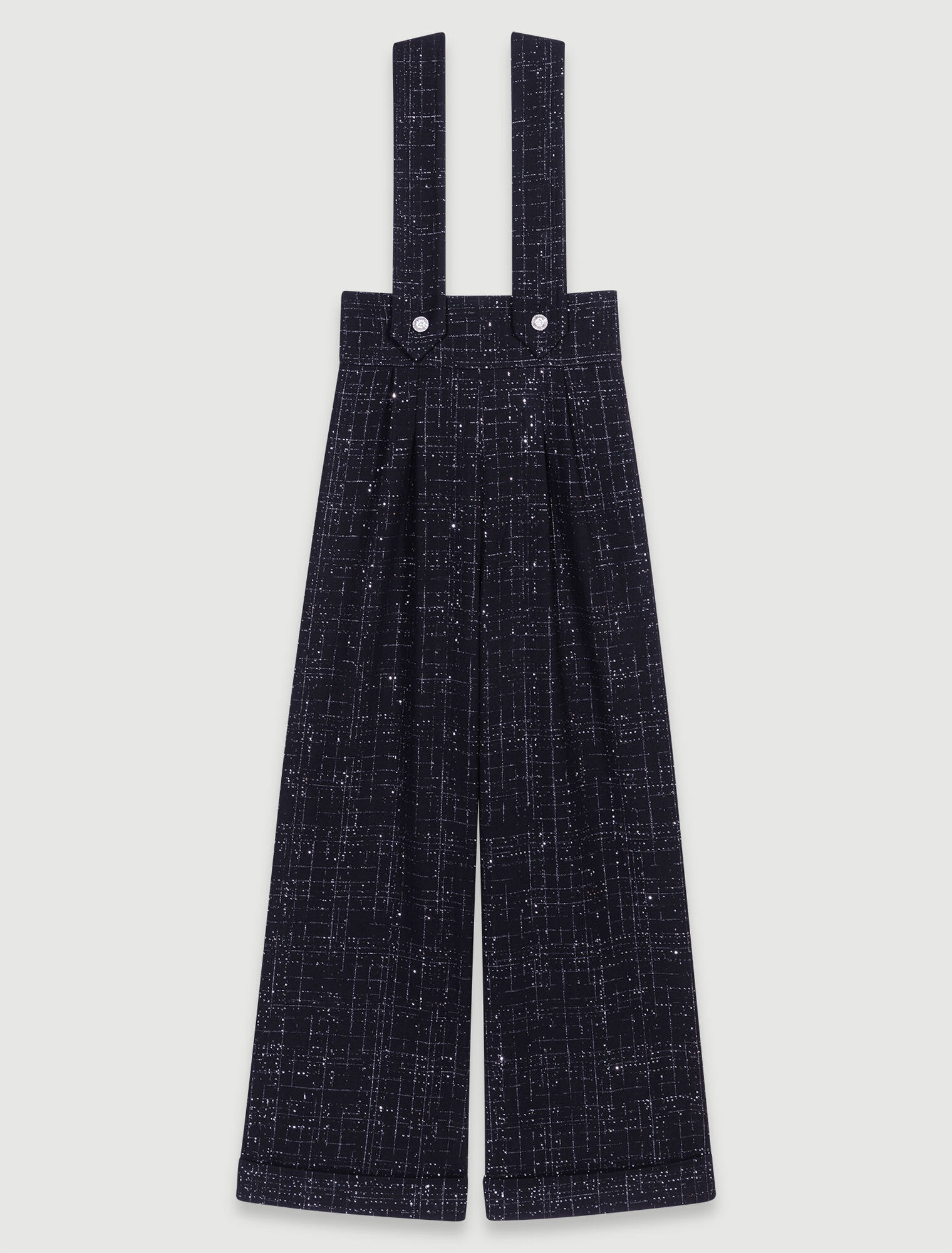 Weite Tweedhose mit Trägern