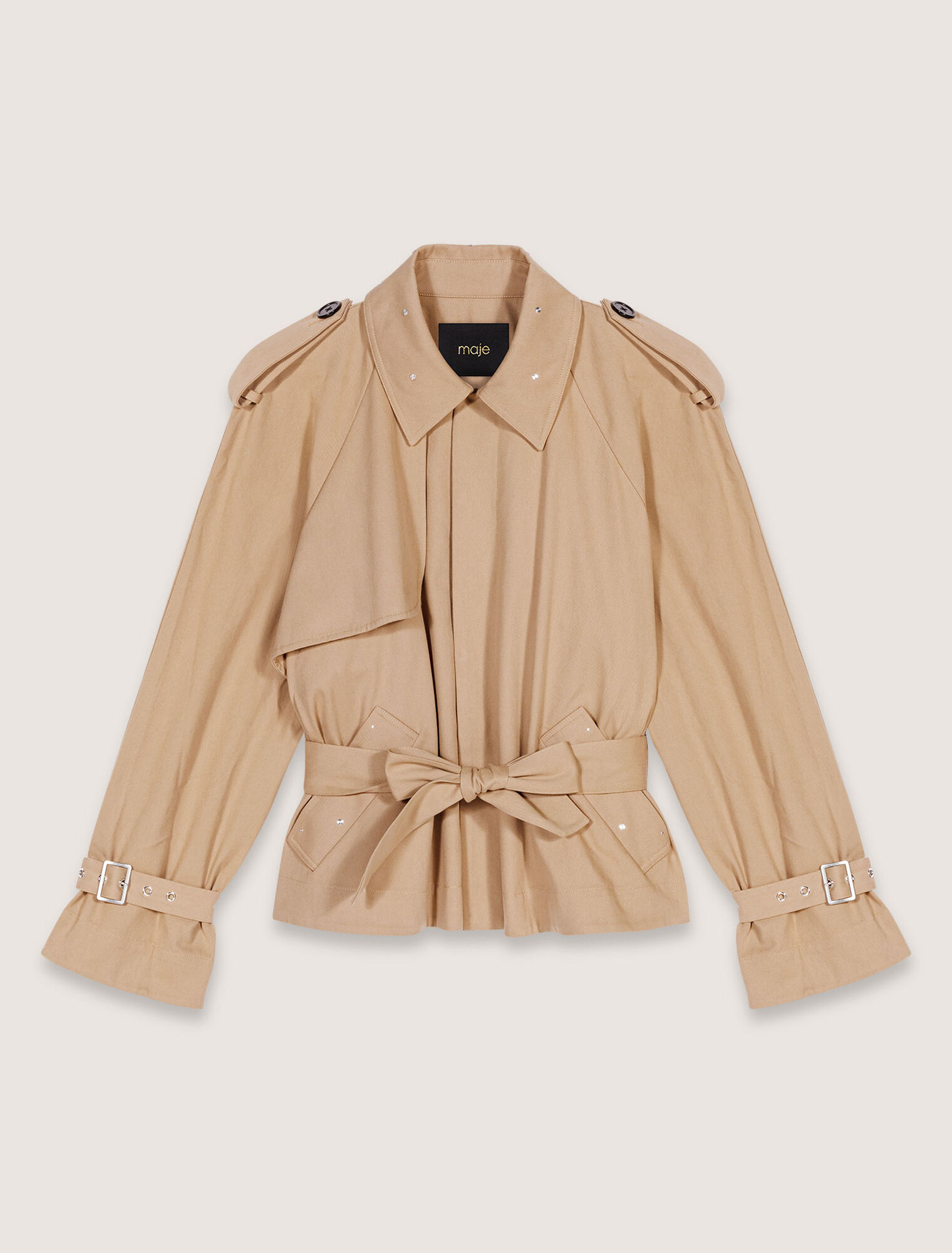 Kurzer Trenchcoat mit Nieten