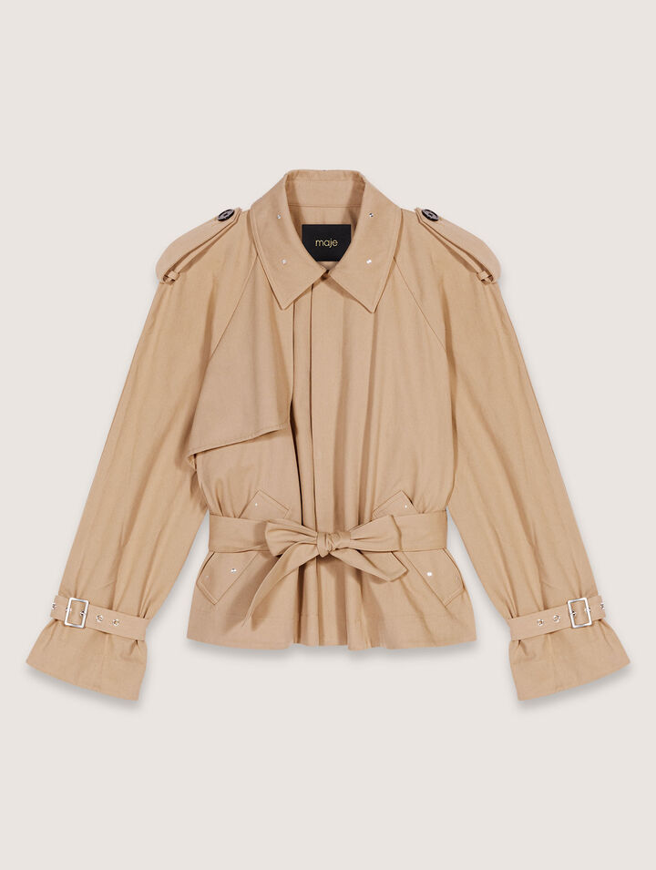Kurzer Trenchcoat mit Nieten