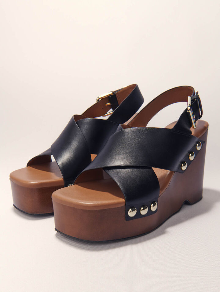 Plateau-Sandalen aus Leder
