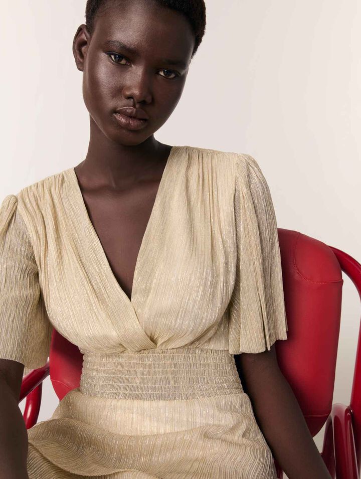 Metallic-Kleid mit Volants