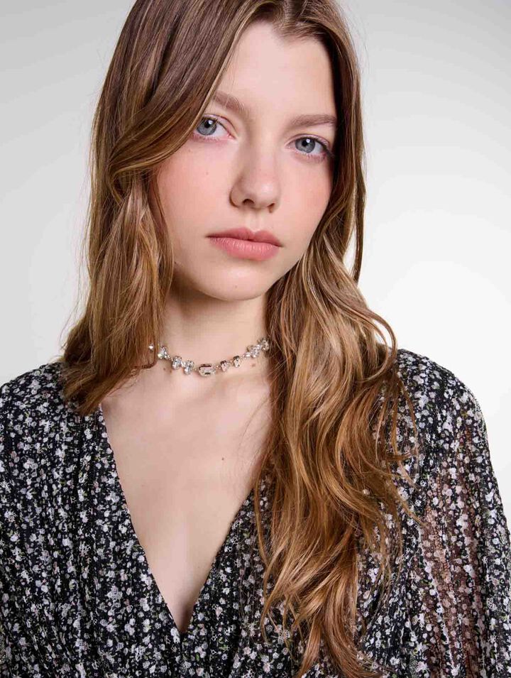 Silber Choker-Halskette mit Strass