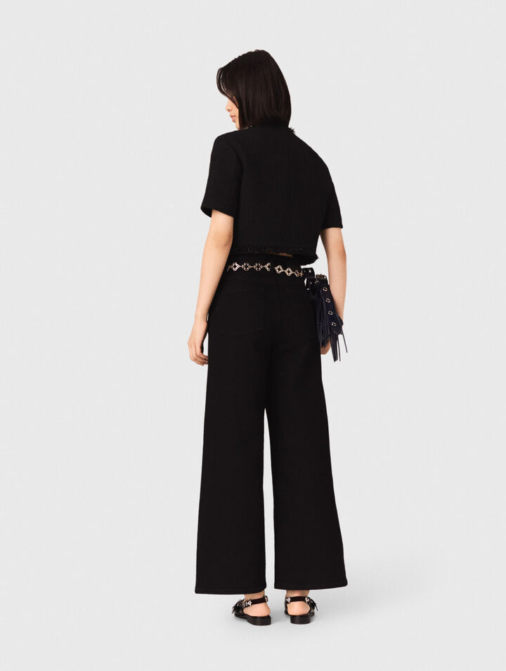 Kurze, glänzende Tweed-Jacke