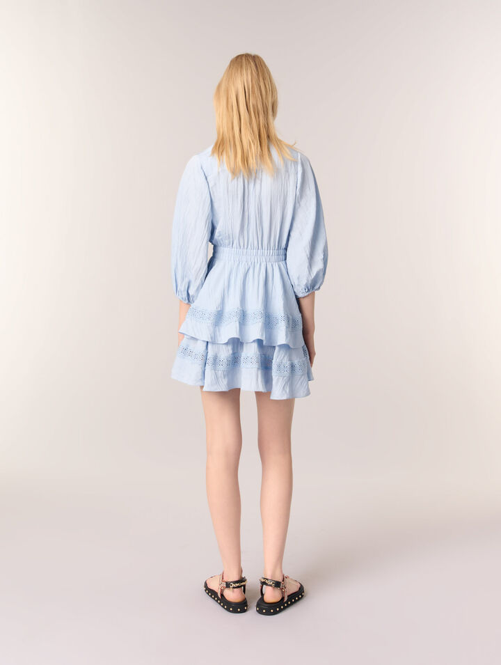 Kleid mit Volants und Spitze