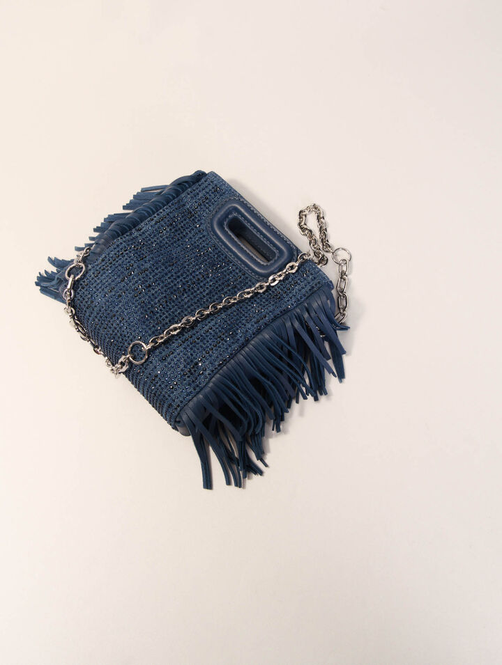 Tasche M Mini aus Denim mit Strass
