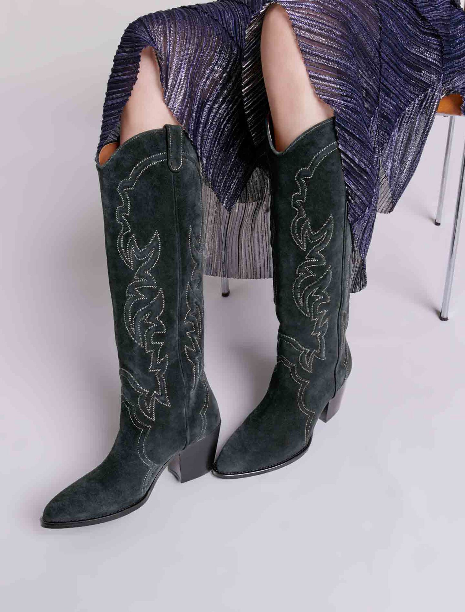 Santiags Stiefel aus Veloursleder