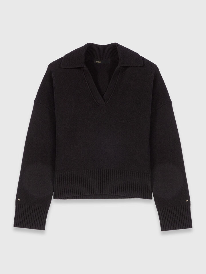 Cardigan mit offenem Polokragen