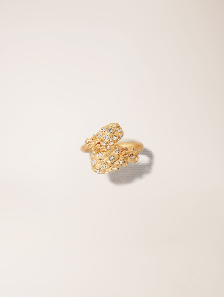 Doppelter Ring Ananas mit Strass
