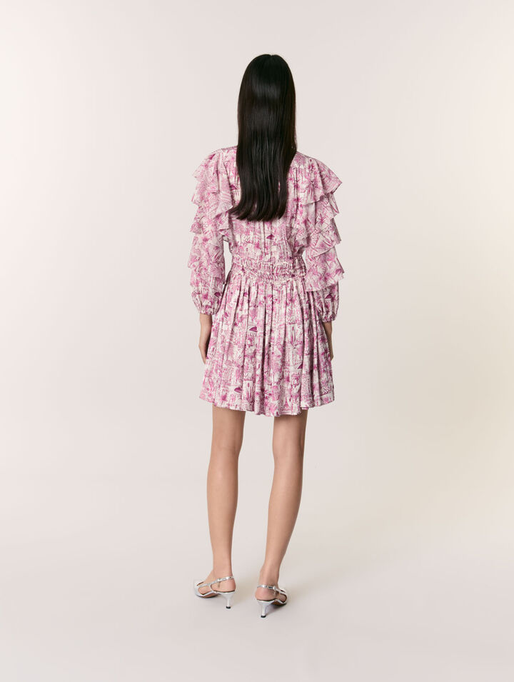 Bedrucktes Kleid mit Volants