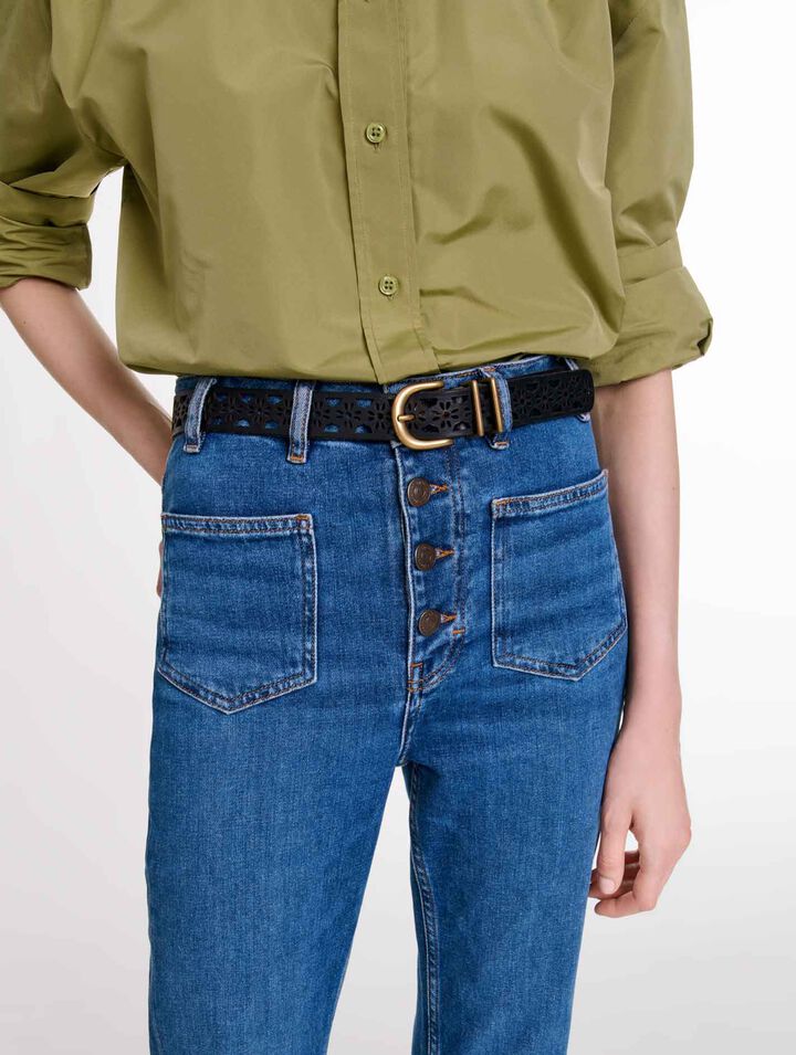 Lederg&uuml;rtel mit Blumenverzierungen