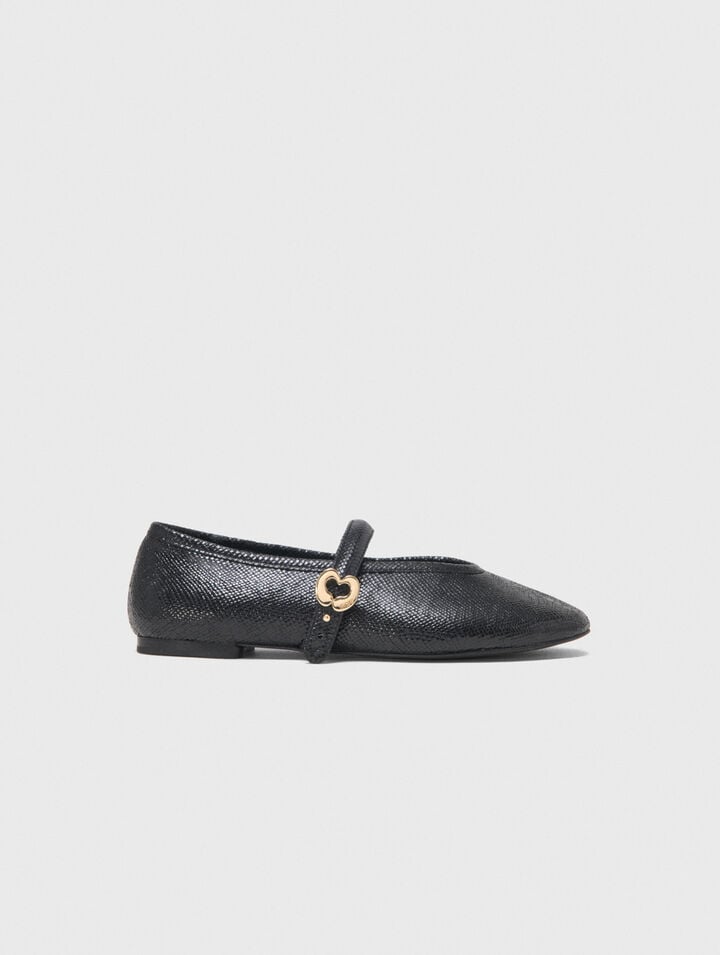 Ballerinas aus gepr&auml;gtem Leder