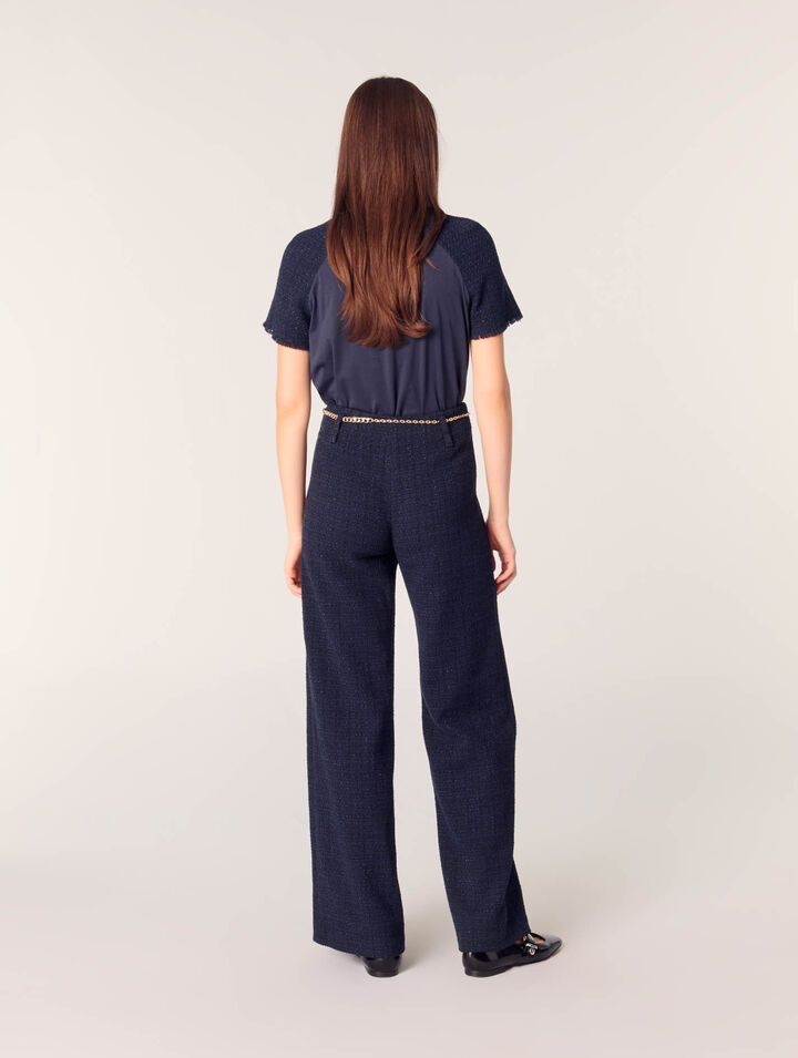 Tweed-Hose mit Kettengürtel
