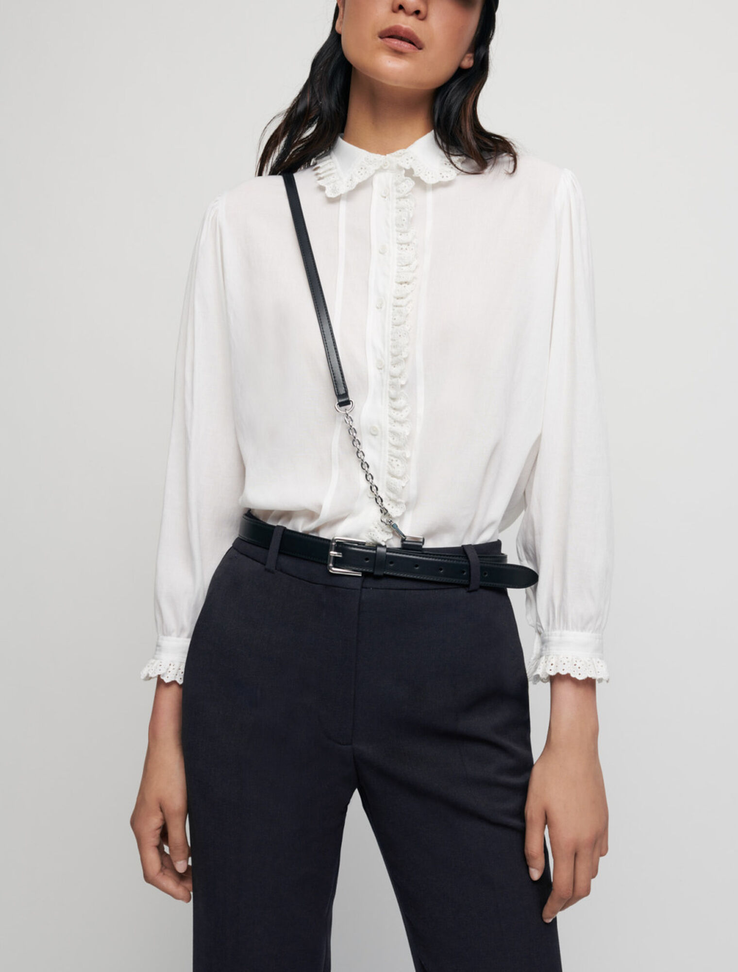 Bluse aus Voile, mit Bubikragen