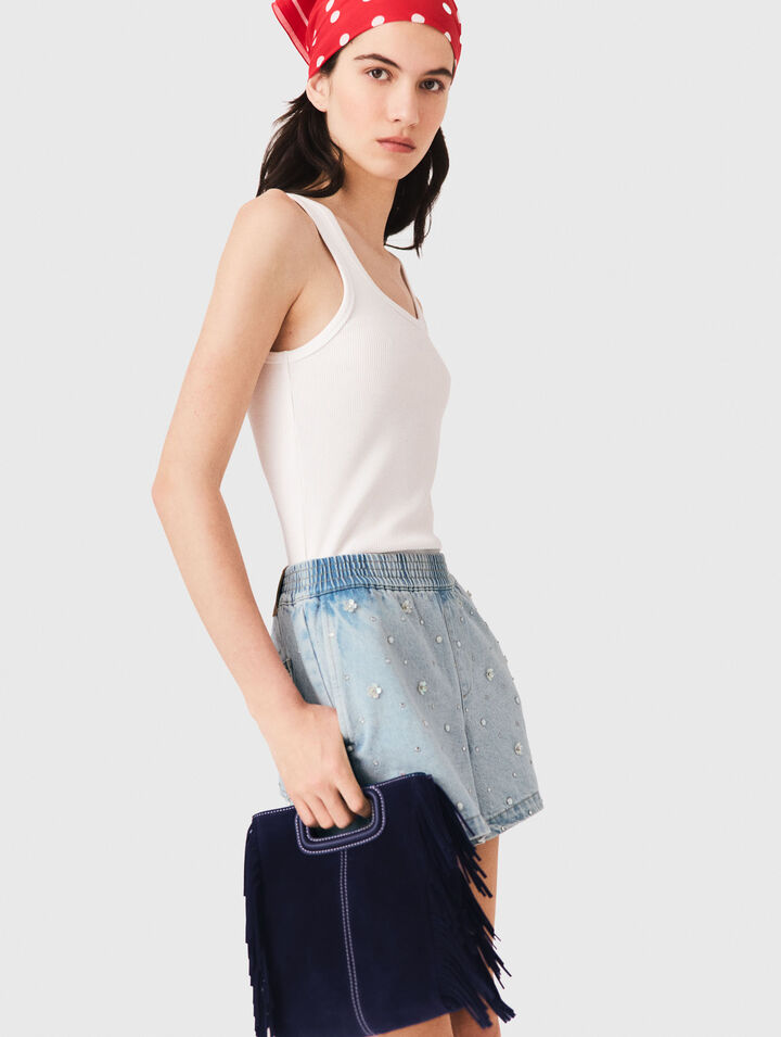 Denimshorts mit Blumen