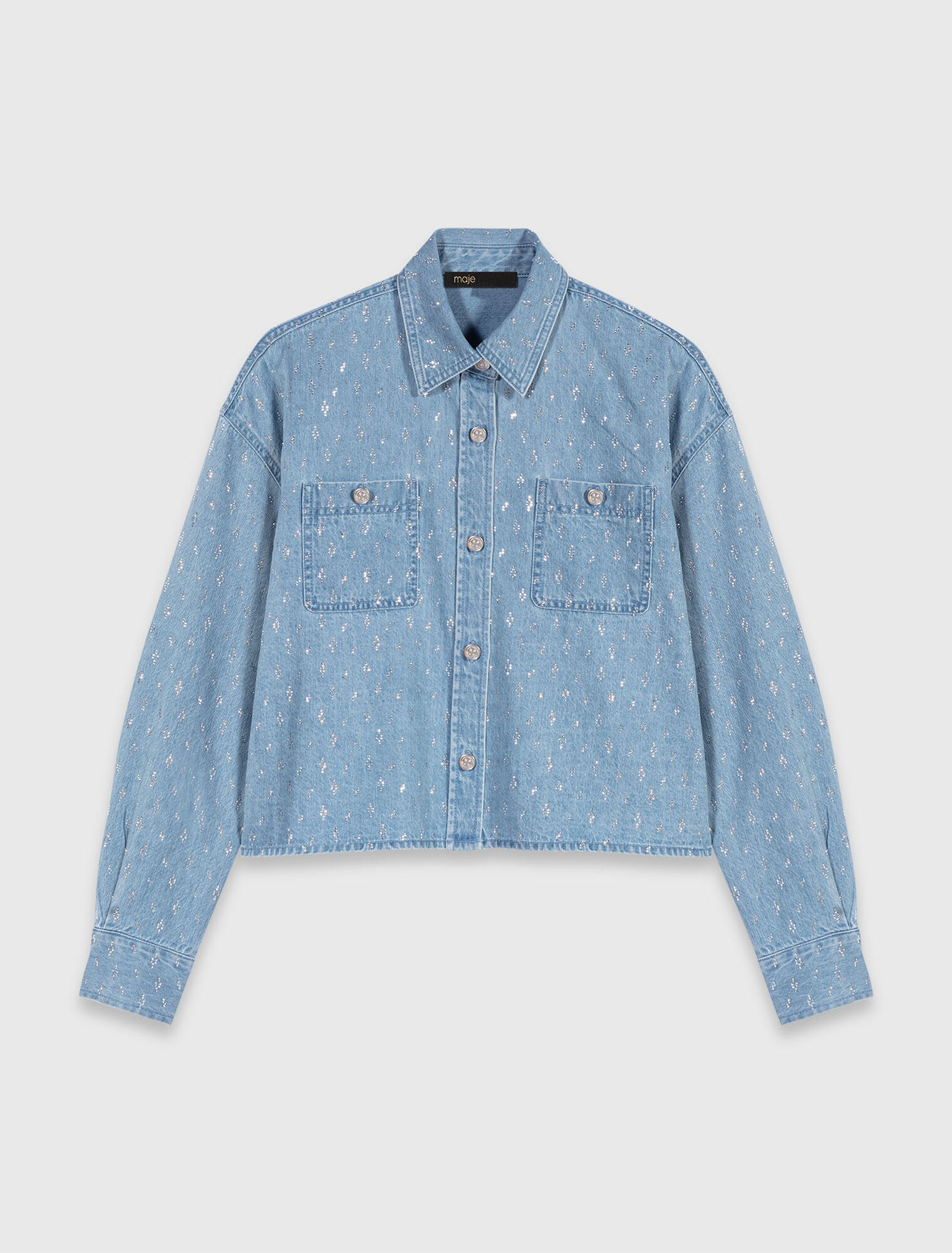 Kurzes Jeanshemd mit Strass
