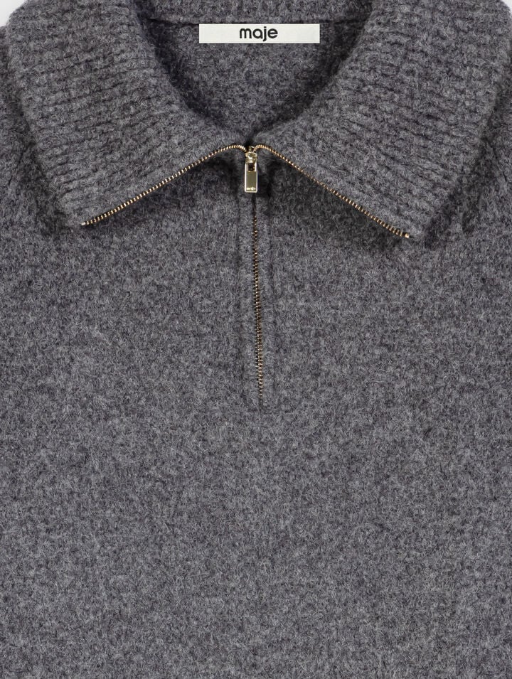 Yak-Pullover mit Zip-Kragen