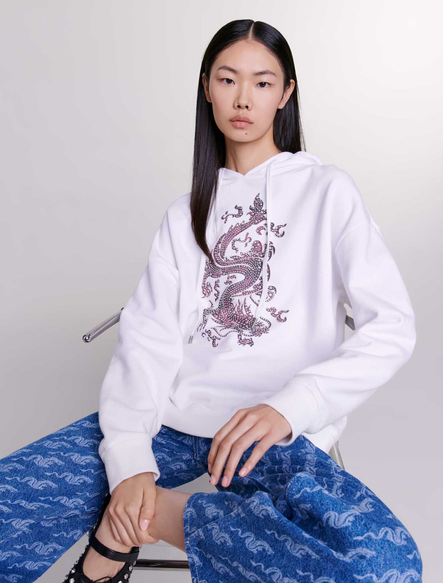 Oversize-Sweatshirt mit Strass