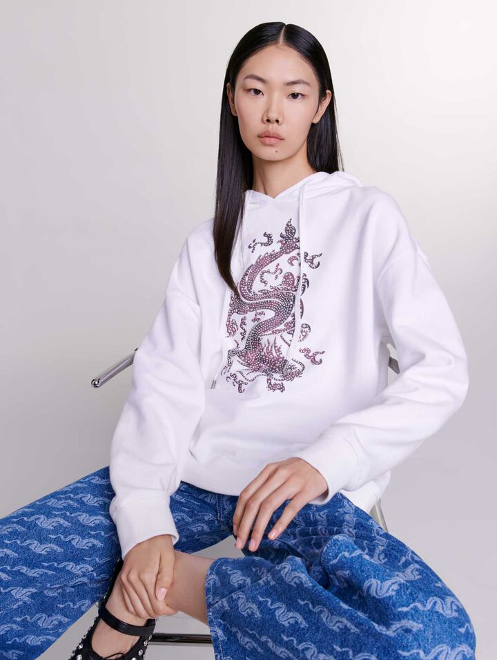 Oversize-Sweatshirt mit Strass