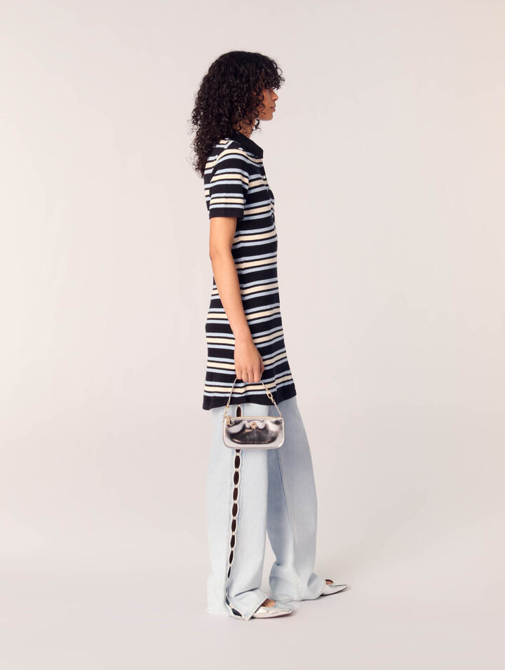 Gestreiftes Polokleid aus Strick