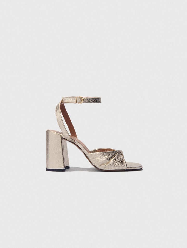 Absatzsandalen aus Metallicleder