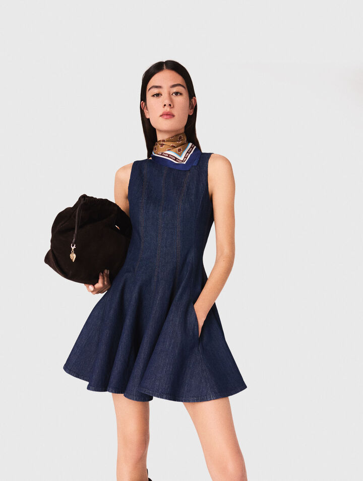 Kurzes Denimkleid mit Volants
