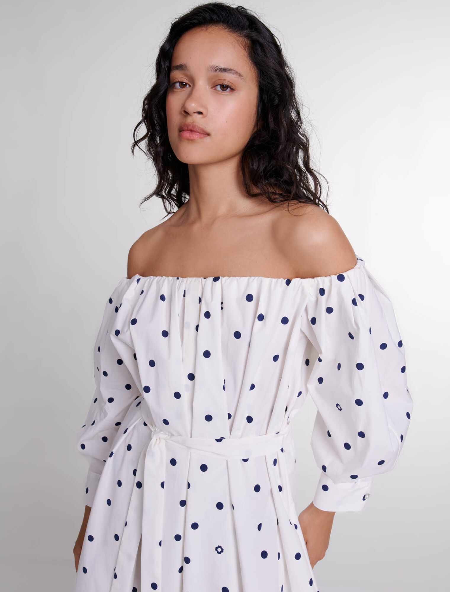 Hemdkleid mit Bardot-Kragen 