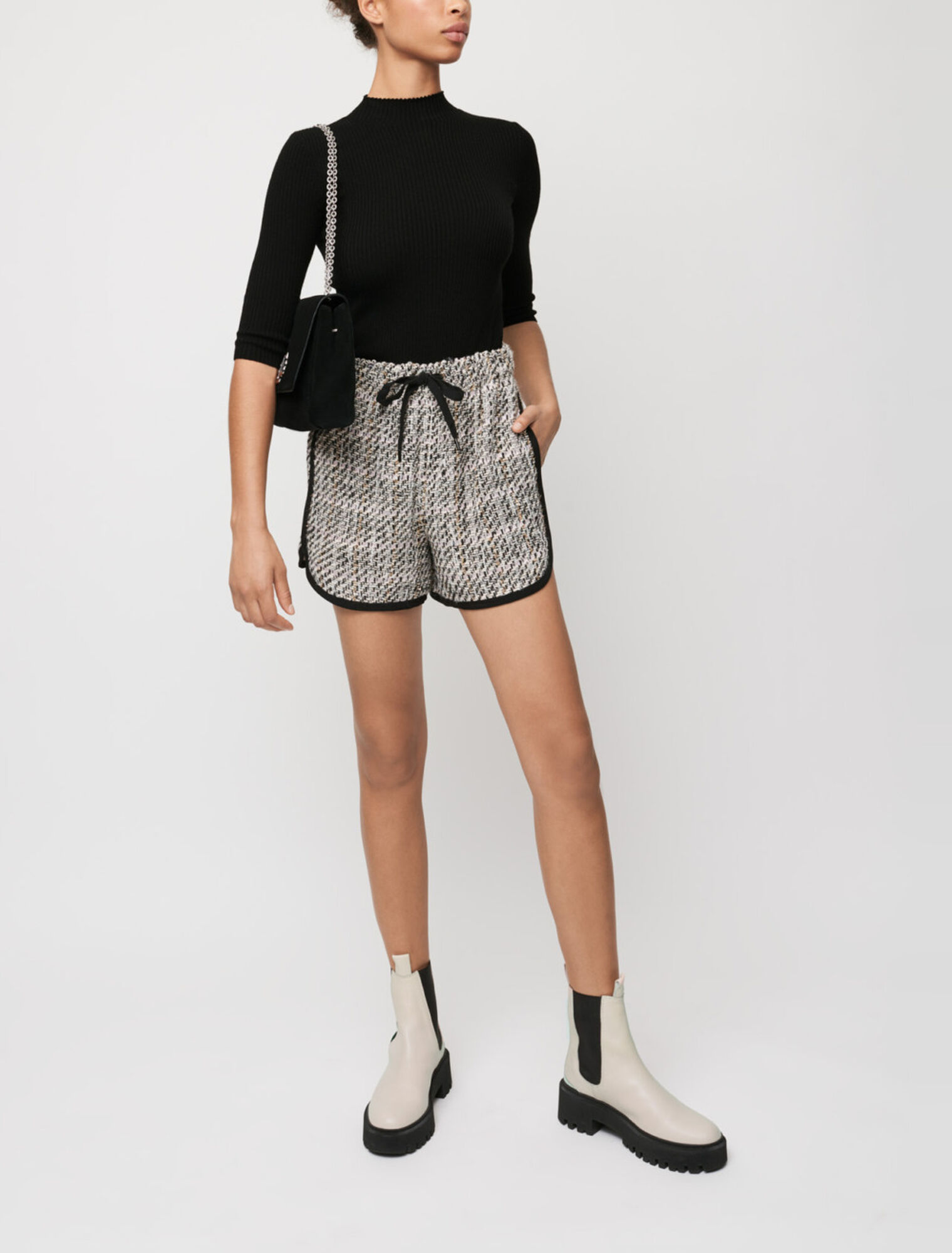 Shorts in kontrastierender Tweed-Optik