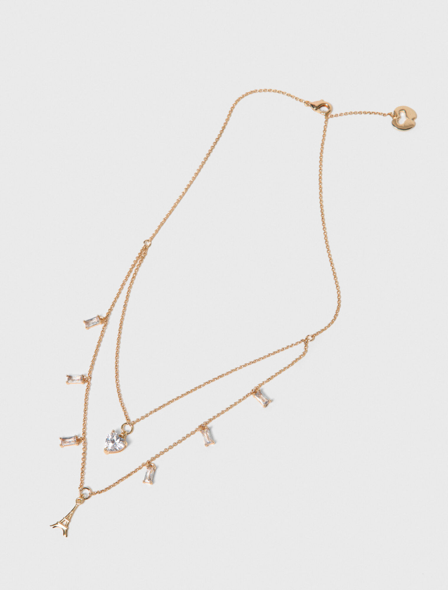 Doppelkette mit Strass-Anh&auml;ngern