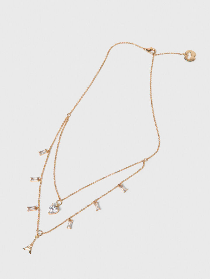 Doppelkette mit Strass-Anh&auml;ngern