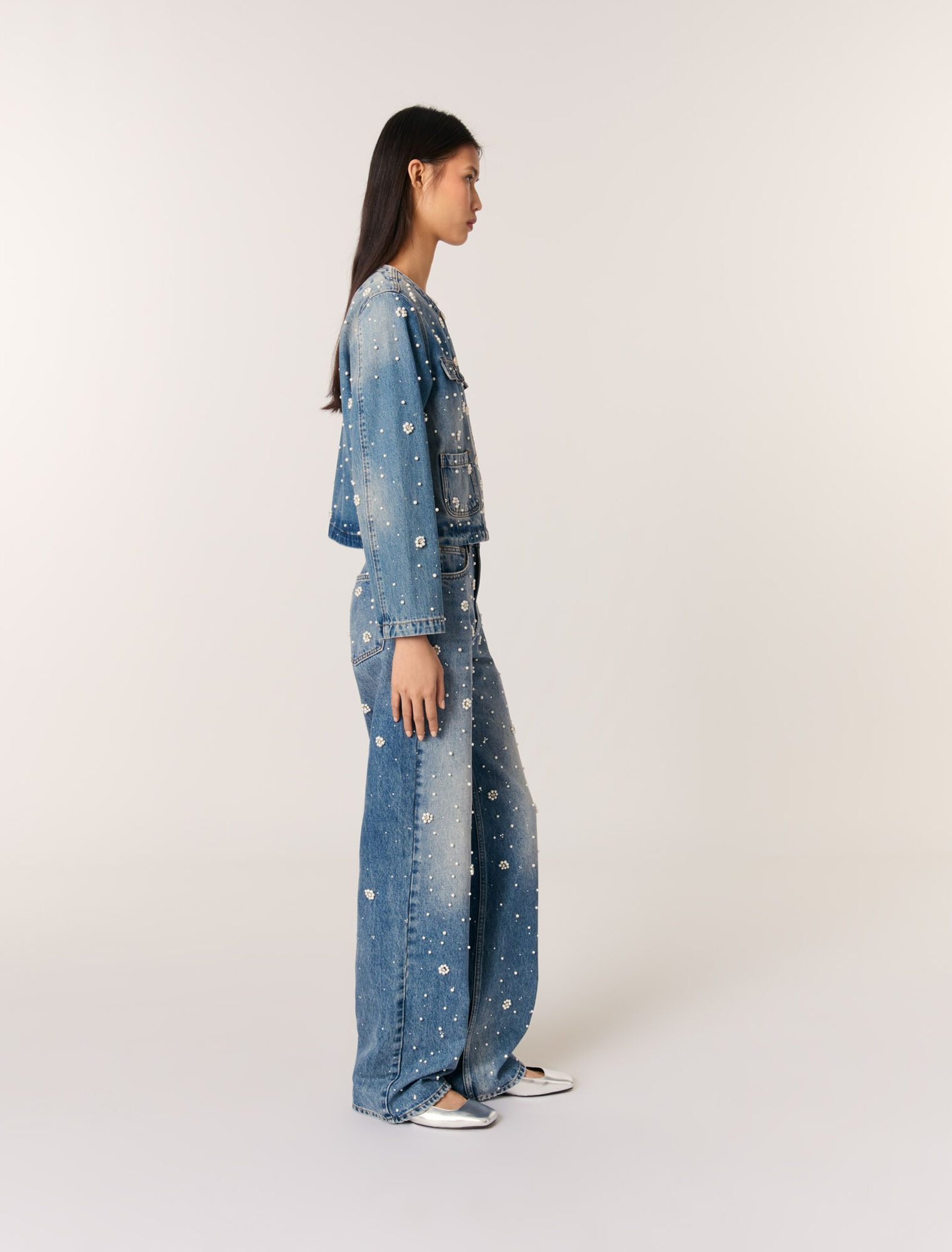 Jacke aus besticktem Denim
